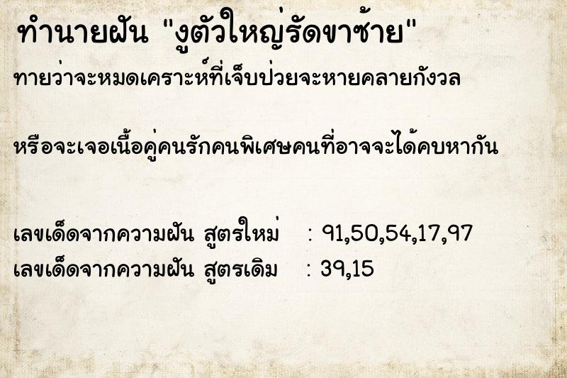 ทำนายฝันทำนายฝันงูตัวใหญ่รัดขาซ้าย