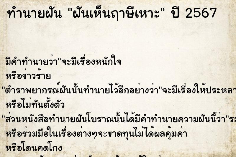 ทำนายฝันฝันเห็นฤาษีเหาะ ทำนายฝันทำนายฝันฝันเห็นฤาษีเหาะ