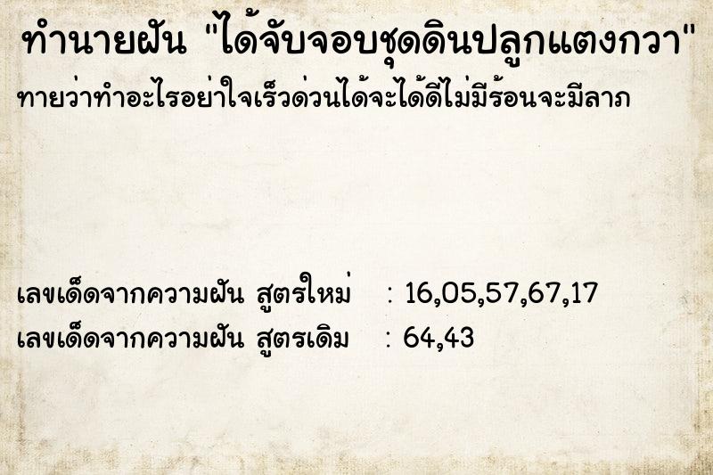ทำนายฝันทำนายฝันได้จับจอบชุดดินปลูกแตงกวา