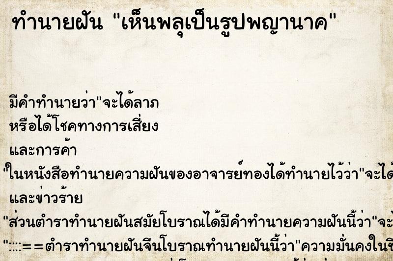 ทำนายฝัน เห็นพลุเป็นรูปพญานาค