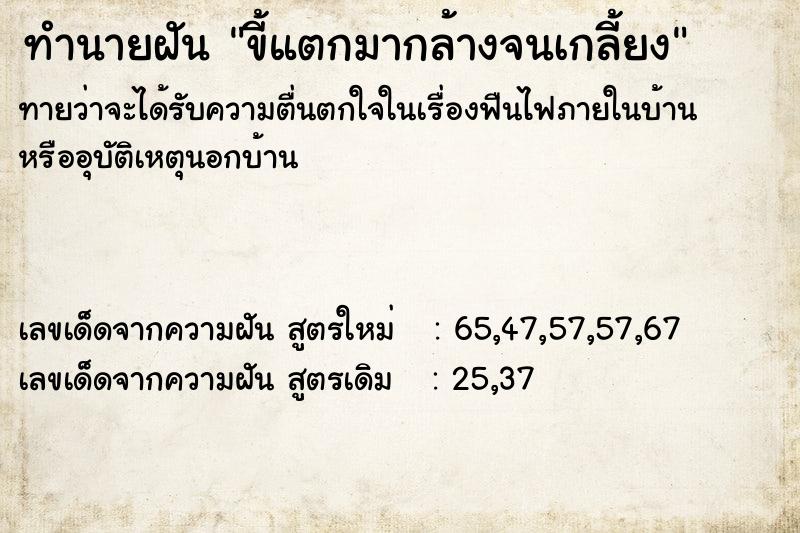 ทำนายฝันขี้แตกมากล้างจนเกลี้ยง ทำนายฝันทำนายฝันขี้แตกมากล้างจนเกลี้ยง