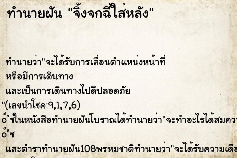 ทำนายฝัน จิ้งจกฉี่ใส่หลัง ทำนายฝัน จิ้งจกฉี่ใส่หลัง