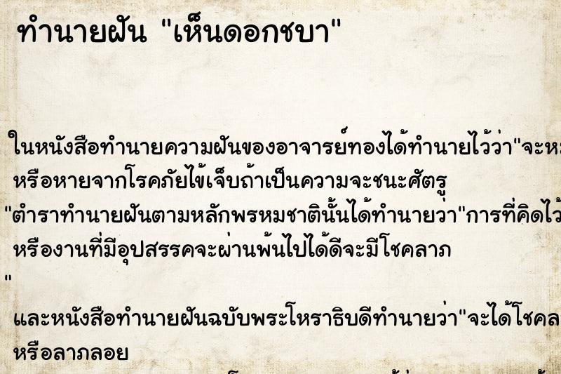 ทำนายฝัน เห็นดอกชบา ทำนายฝัน เห็นดอกชบา