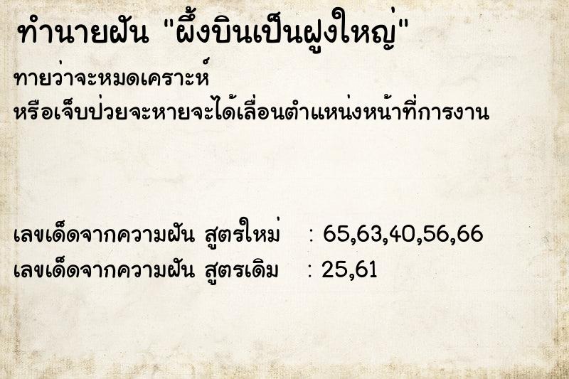 ทำนายฝันทำนายฝันผึ้งบินเป็นฝูงใหญ่