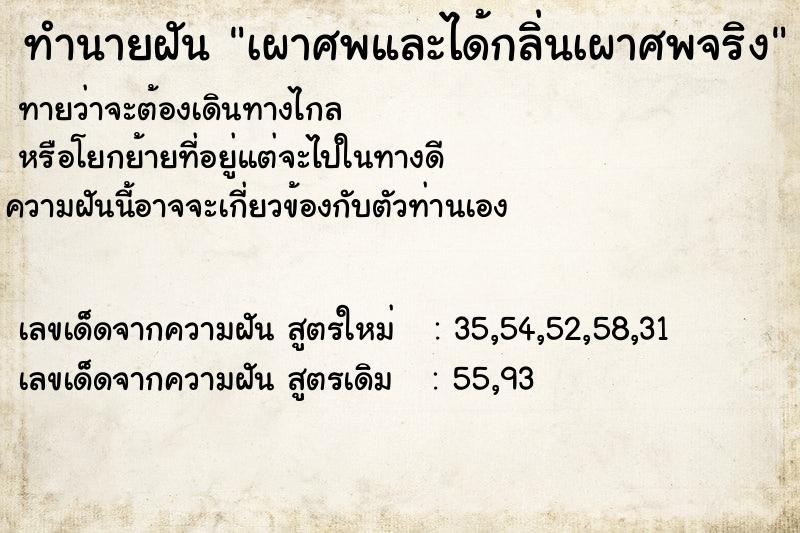 ทำนายฝันทำนายฝันเผาศพและได้กลิ่นเผาศพจริง