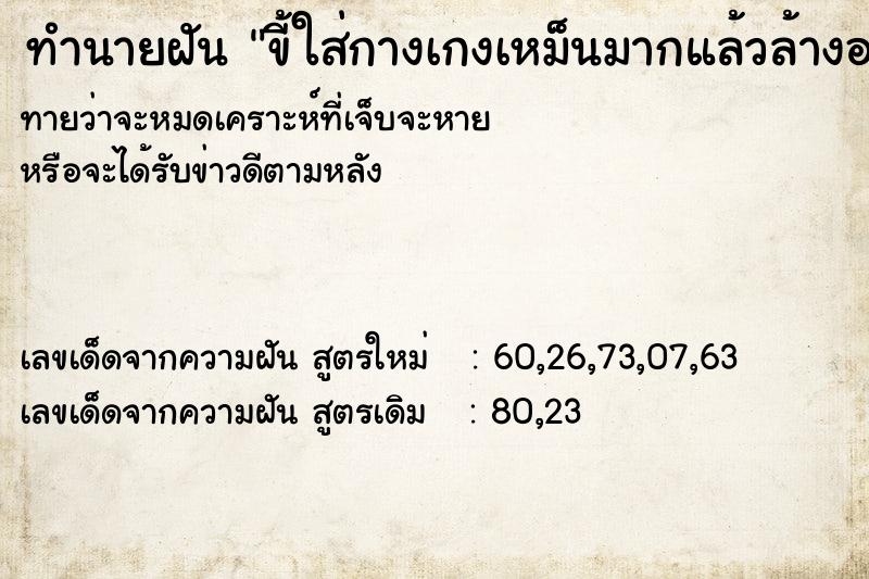 ทำนายฝัน ขี้ใส่กางเกงเหม็นมากแล้วล้างออก ทำนายฝัน ขี้ใส่กางเกงเหม็นมากแล้วล้างออก