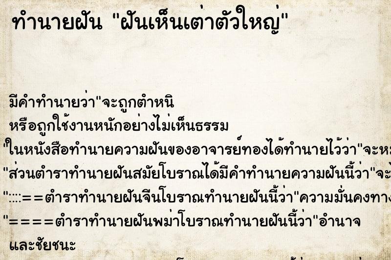 ทำนายฝัน ฝันเห็นเต่าตัวใหญ่ ตำราโบราณ แม่นที่สุดในโลก