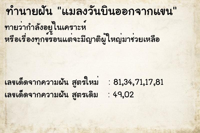 ทำนายฝันทำนายฝันแมลงวันบินออกจากแขน