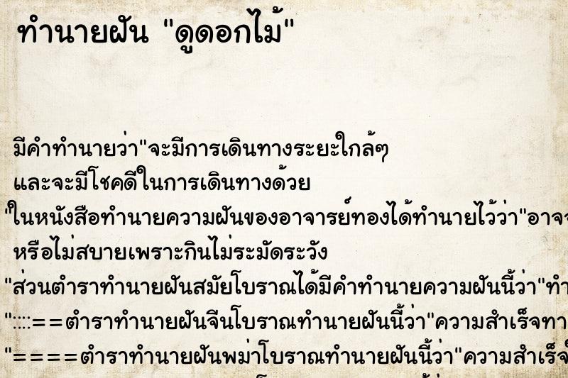 ทำนายฝันดูดอกไม้ ทำนายฝันทำนายฝันดูดอกไม้