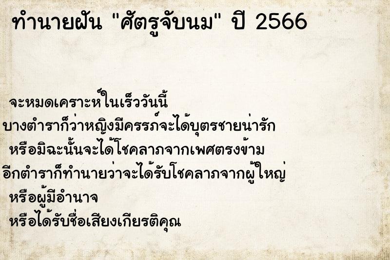 ทำนายฝันศัตรูจับนม ทำนายฝันทำนายฝันศัตรูจับนม