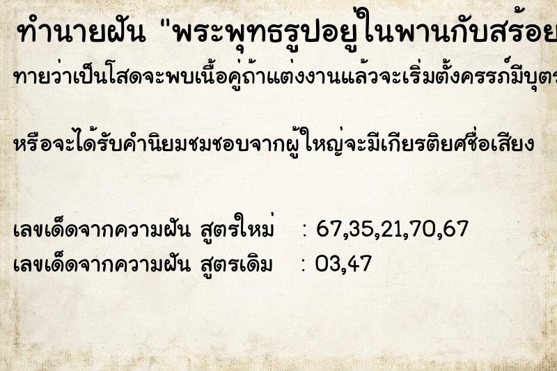 ทำนายฝันพระพุทธรูปอยู่ในพานกับสร้อย ทำนายฝันทำนายฝันพระพุทธรูปอยู่ในพานกับสร้อย