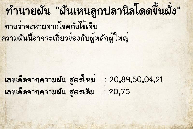 ทำนายฝันฝันเหนลูกปลานิลโดดขึ้นฝั่ง ทำนายฝันทำนายฝันฝันเหนลูกปลานิลโดดขึ้นฝั่ง