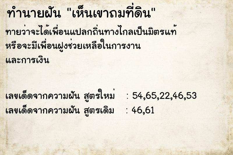 ทำนายฝัน เห็นเขาถมที่ดิน ทำนายฝัน เห็นเขาถมที่ดิน