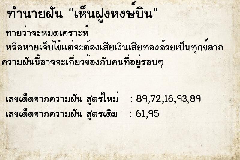 ทำนายฝันทำนายฝันเห็นฝูงหงษ์บิน