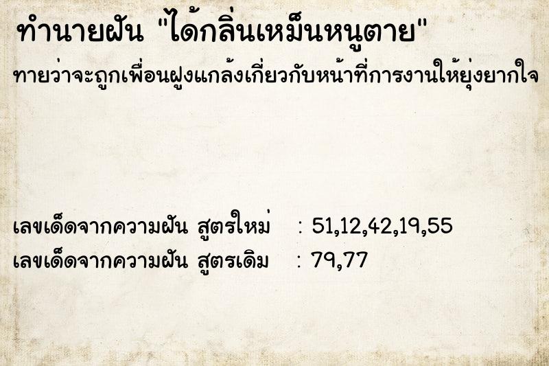 ทำนายฝัน ได้กลิ่นเหม็นหนูตาย