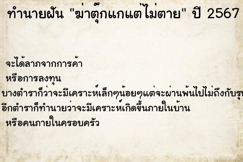 ทำนายฝันฆ่าตุ๊กแกแต่ไม่ตาย ทำนายฝันทำนายฝันฆ่าตุ๊กแกแต่ไม่ตาย