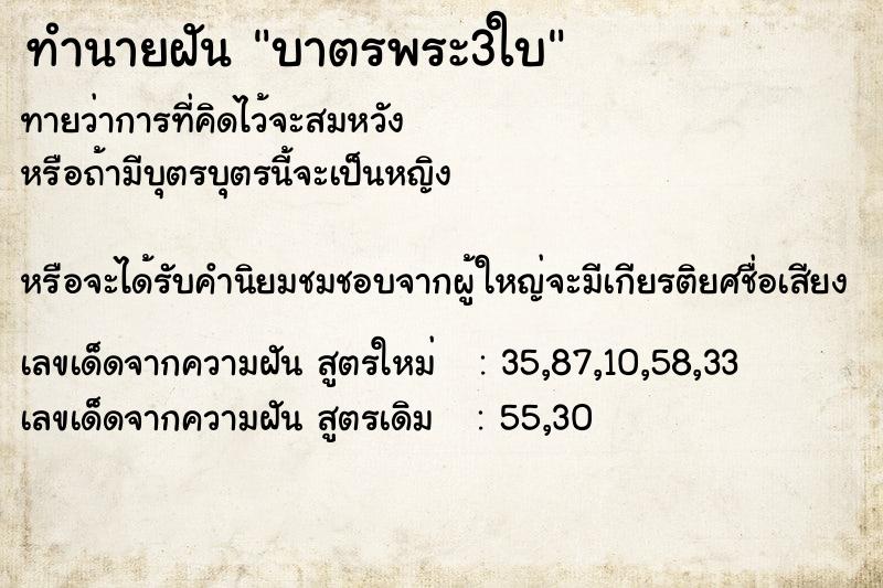 ทำนายฝันบาตรพระ3ใบ ทำนายฝันทำนายฝันบาตรพระ3ใบ
