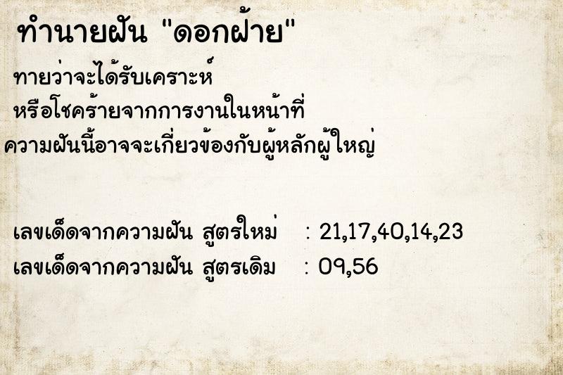 ทำนายฝันทำนายฝันดอกฝ้าย