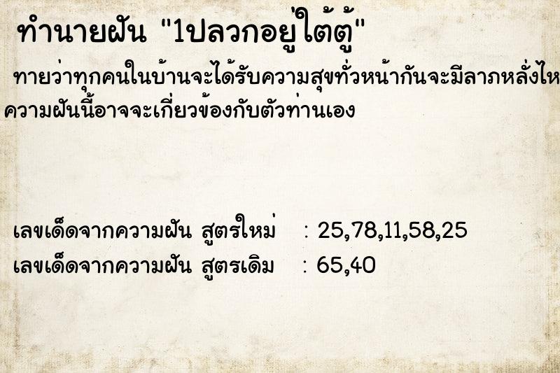 ทำนายฝันทำนายฝัน1ปลวกอยู่ใต้ตู้