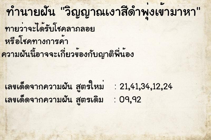 ทำนายฝันวิญญาณเงาสีดำพุ่งเข้ามาหา ทำนายฝันทำนายฝันวิญญาณเงาสีดำพุ่งเข้ามาหา