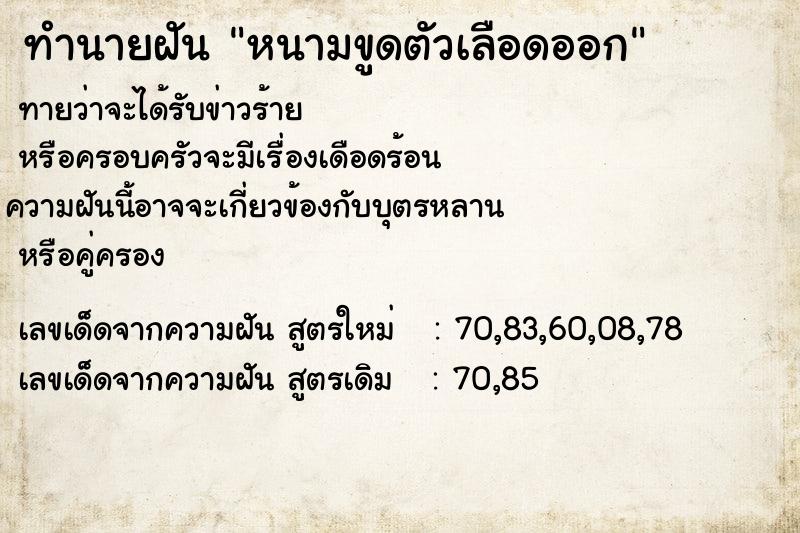 ทำนายฝันหนามขูดตัวเลือดออก ทำนายฝันทำนายฝันหนามขูดตัวเลือดออก