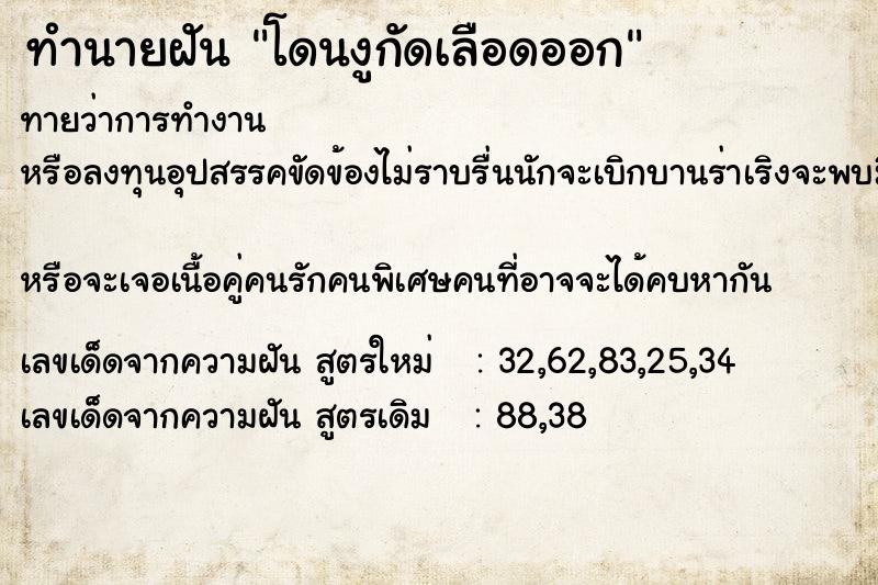 ทำนายฝัน โดนงูกัดเลือดออก ทำนายฝัน โดนงูกัดเลือดออก