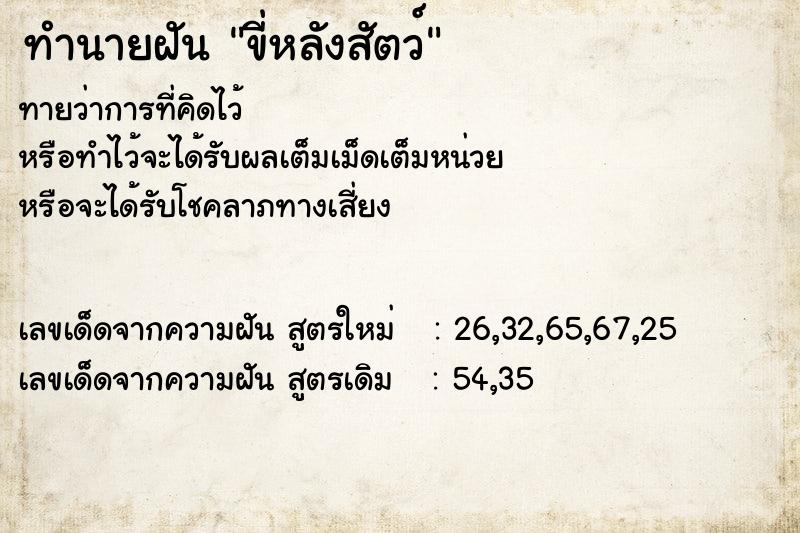 ทำนายฝันทำนายฝันขี่หลังสัตว์