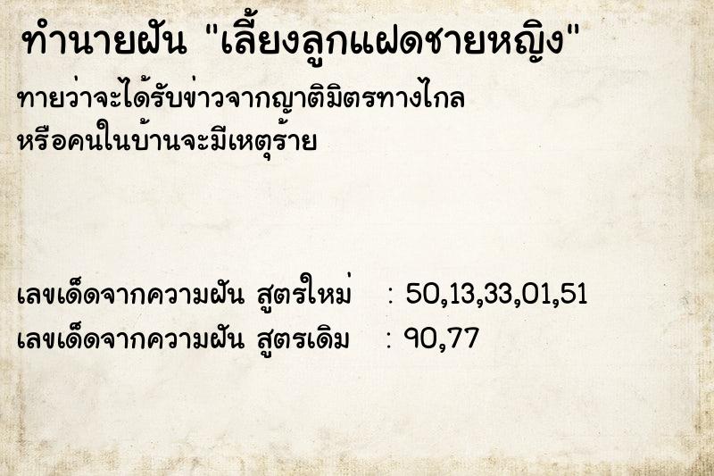 ทำนายฝันทำนายฝันเลี้ยงลูกแฝดชายหญิง