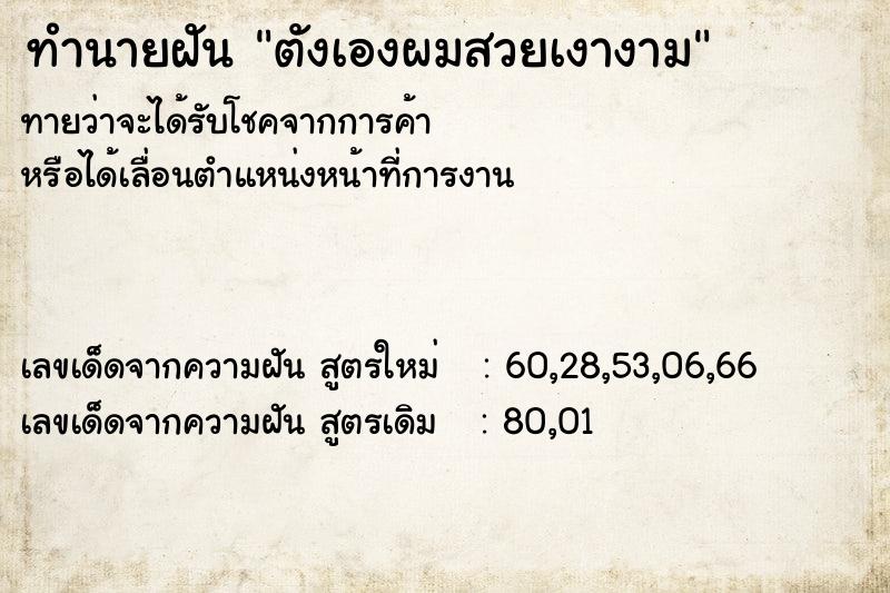 ทำนายฝันทำนายฝันตังเองผมสวยเงางาม