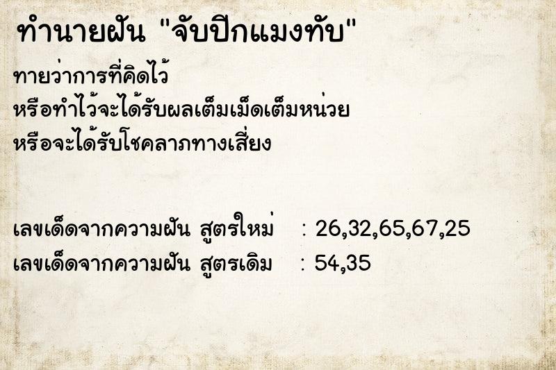 ทำนายฝันทำนายฝันจับปีกแมงทับ