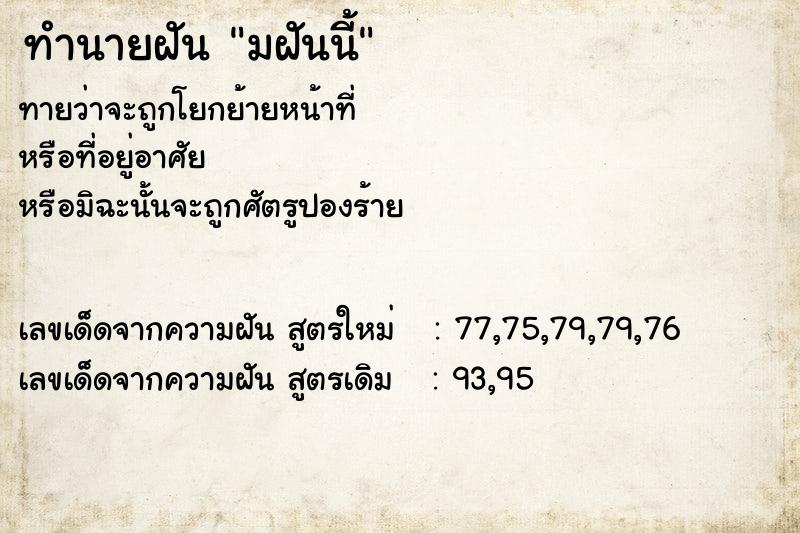ทำนายฝันทำนายฝันมฝันนี้