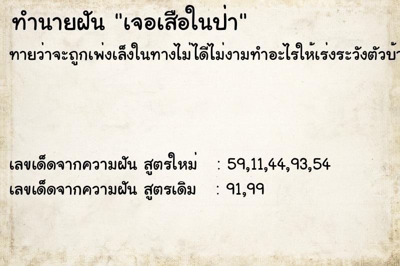 ทำนายฝันทำนายฝันเจอเสือในป่า