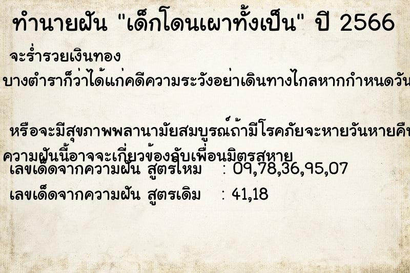 ทำนายฝัน เด็กโดนเผาทั้งเป็น ทำนายฝัน เด็กโดนเผาทั้งเป็น