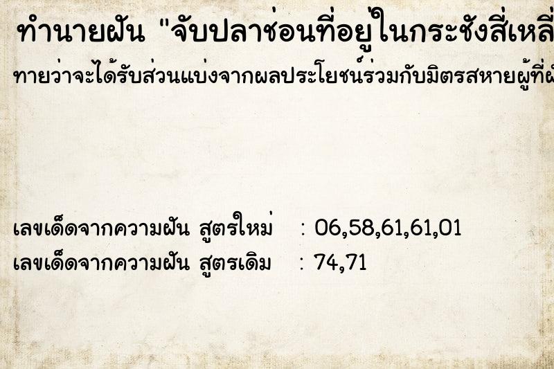ทำนายฝัน จับปลาช่อนที่อยู่ในกระชังสี่เหลี่ยม ทำนายฝัน จับปลาช่อนที่อยู่ในกระชังสี่เหลี่ยม