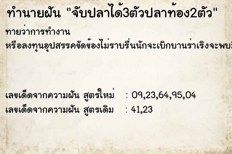 ทำนายฝันทำนายฝันจับปลาได้3ตัวปลาท้อง2ตัว