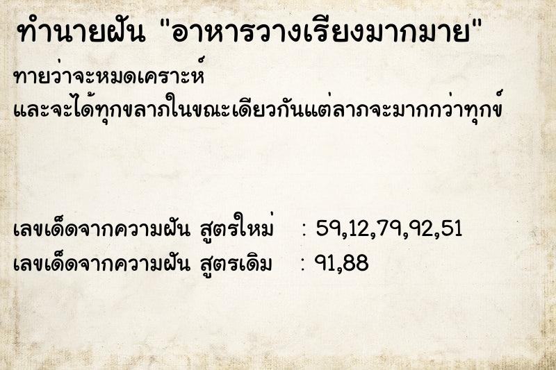 ทำนายฝันทำนายฝันอาหารวางเรียงมากมาย