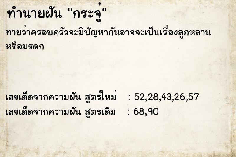 ทำนายฝัน กระจู๋ ทำนายฝัน กระจู๋