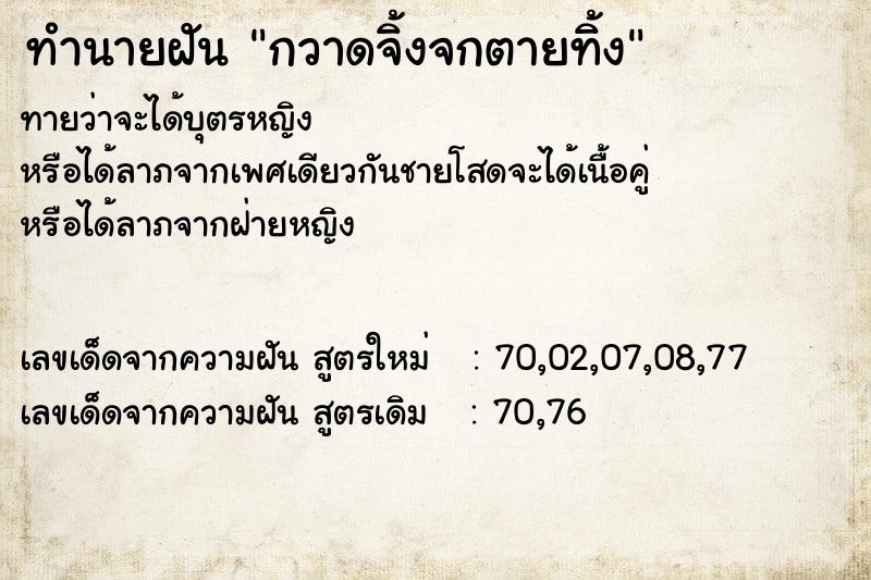 ทำนายฝันทำนายฝันกวาดจิ้งจกตายทิ้ง