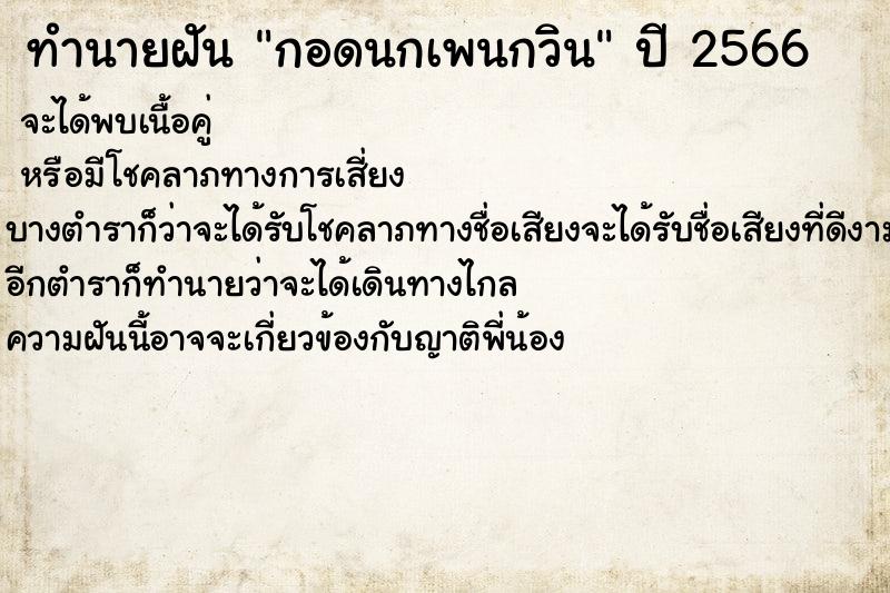 ทำนายฝัน กอดนกเพนกวิน ทำนายฝัน กอดนกเพนกวิน
