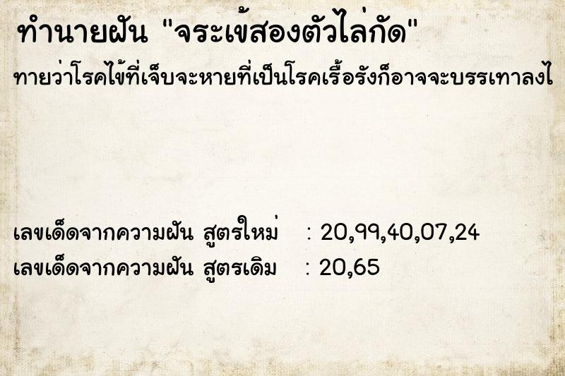 ทำนายฝันจระเข้สองตัวไล่กัด ทำนายฝันทำนายฝันจระเข้สองตัวไล่กัด