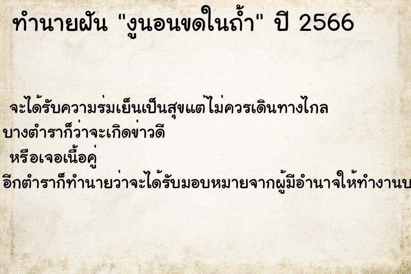 ทำนายฝันงูนอนขดในถ้ำ ทำนายฝันทำนายฝันงูนอนขดในถ้ำ