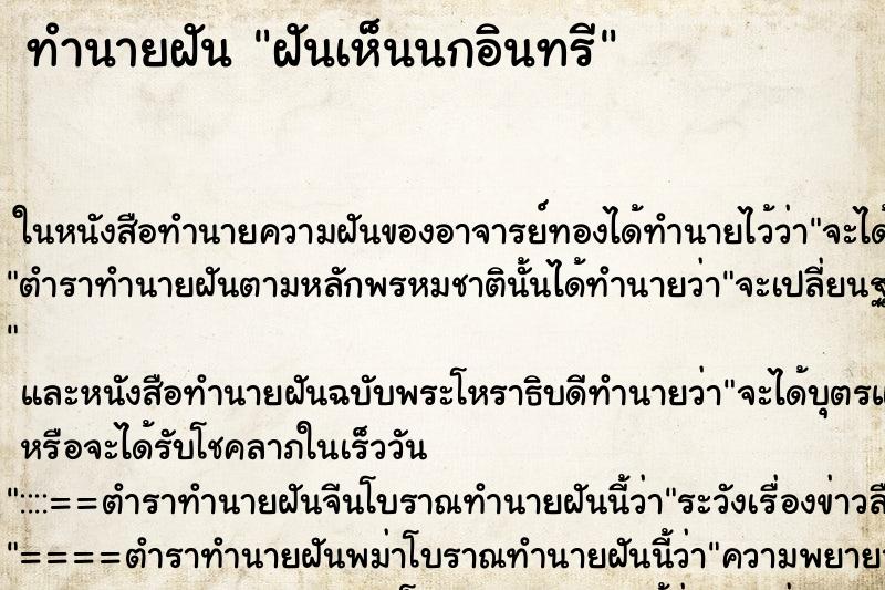 ทำนายฝันฝันเห็นนกอินทรี ทำนายฝันทำนายฝันฝันเห็นนกอินทรี