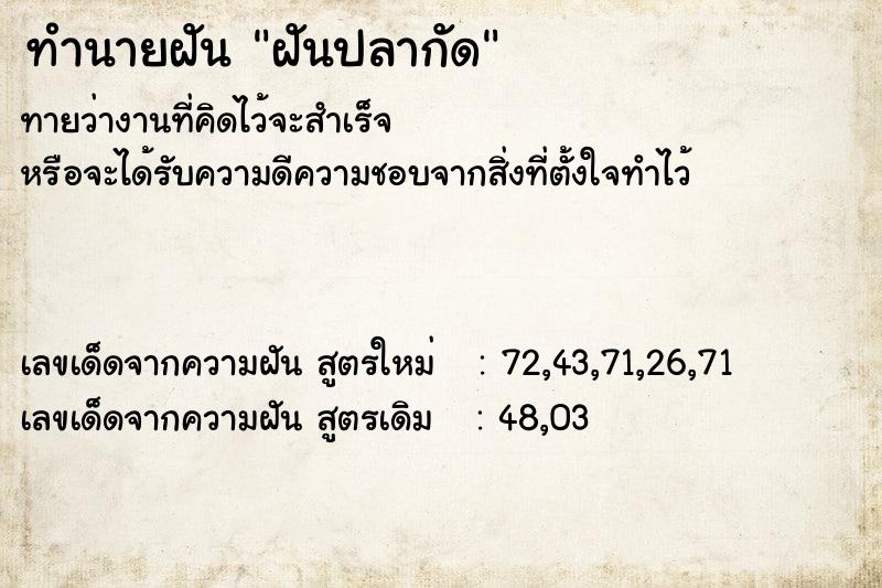 ทำนายฝันฝันปลากัด ทำนายฝันทำนายฝันฝันปลากัด