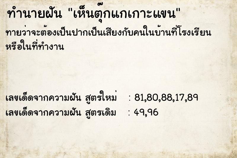 ทำนายฝันเห็นตุ๊กแกเกาะแขน ทำนายฝันทำนายฝันเห็นตุ๊กแกเกาะแขน