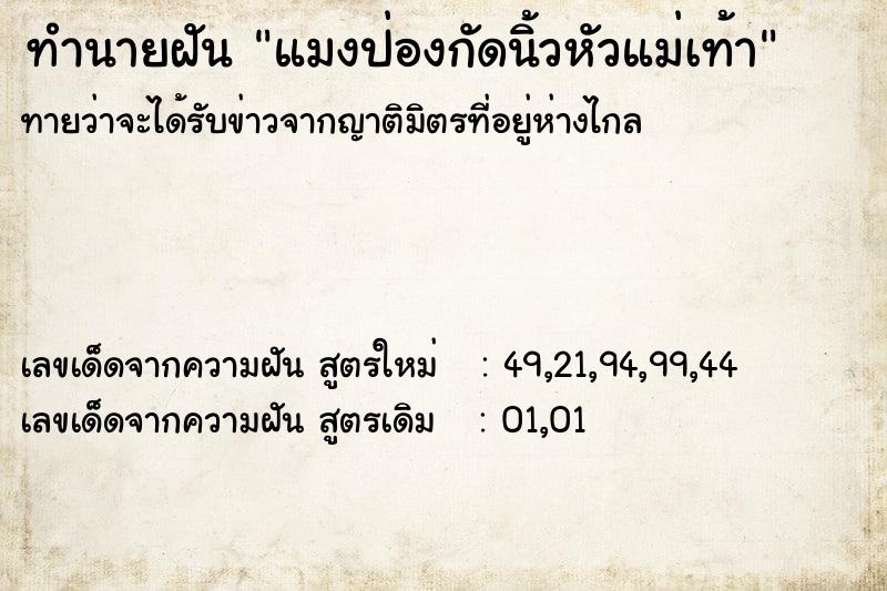 ทำนายฝันทำนายฝันแมงป่องกัดนิ้วหัวแม่เท้า