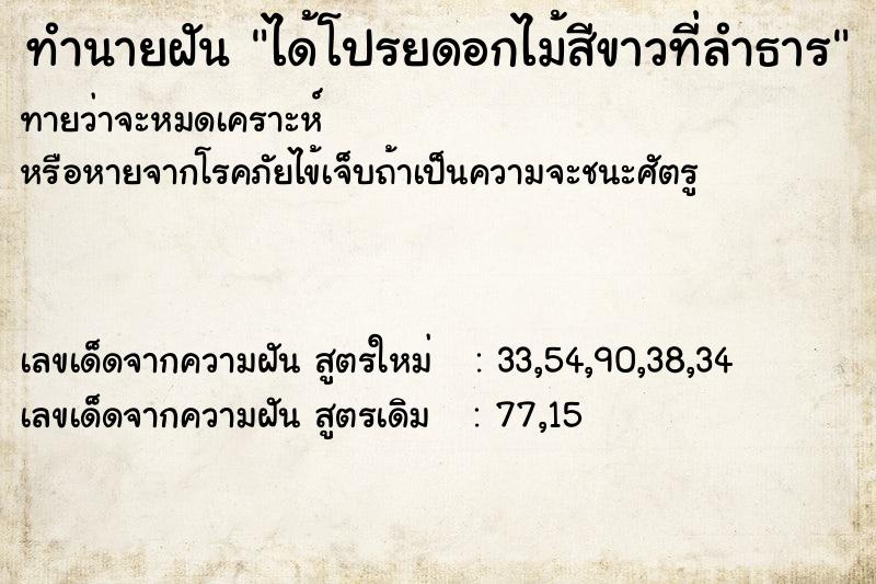 ทำนายฝัน ได้โปรยดอกไม้สีขาวที่ลำธาร