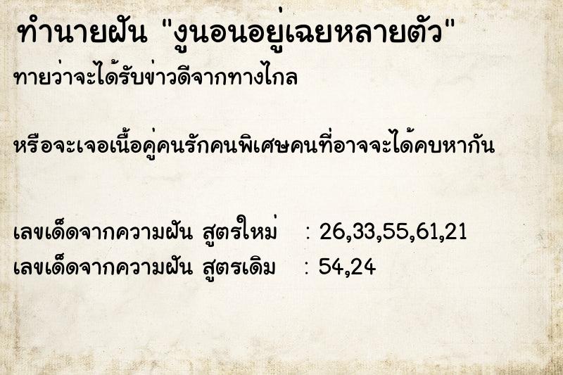 ทำนายฝันงูนอนอยู่เฉยหลายตัว ทำนายฝันทำนายฝันงูนอนอยู่เฉยหลายตัว