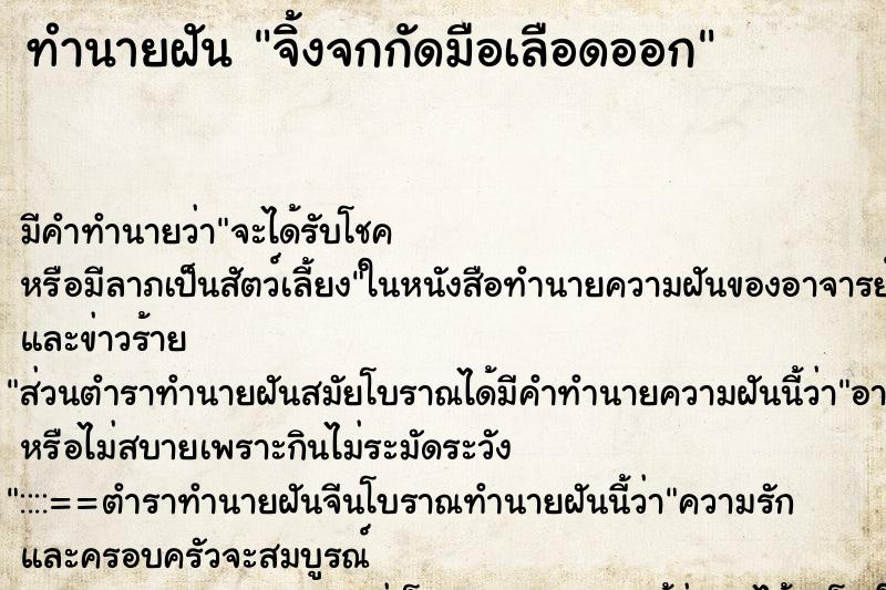 ทำนายฝัน จิ้งจกกัดมือเลือดออก ทำนายฝัน จิ้งจกกัดมือเลือดออก