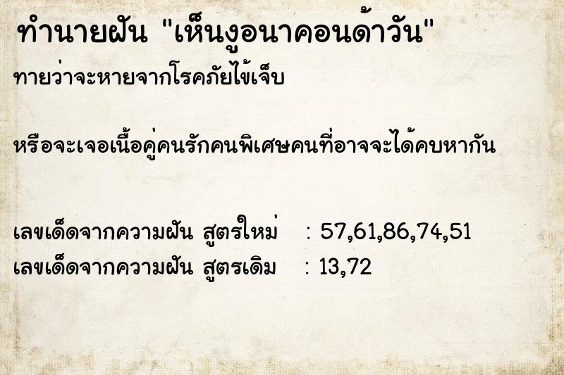 ทำนายฝัน เห็นงูอนาคอนด้าวัน ทำนายฝัน เห็นงูอนาคอนด้าวัน