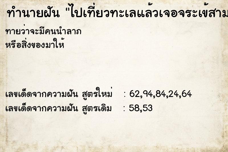 ทำนายฝันทำนายฝันไปเที่ยวทะเลแล้วเจอจระเข้สามตัว